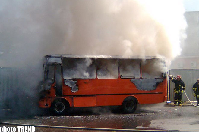 Passenger bus burns in Baku, no victims reported