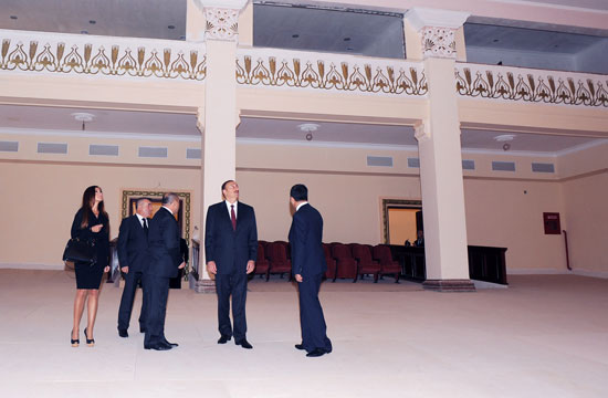 Azerbaijani President inspects overhaul at Davudova Mingachevir State Drama Theatre (PHOTO)