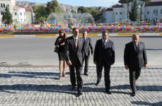 Azerbaijani President inspects overhaul at Davudova Mingachevir State Drama Theatre (PHOTO)