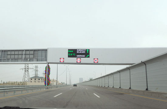 Azerbaijani President opens Baku beltway (PHOTO)