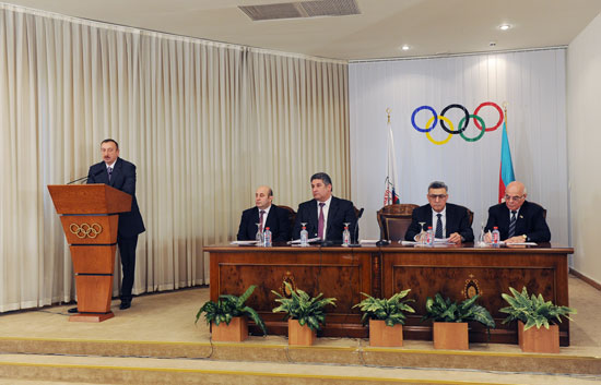 Azerbaijani President attends ceremony of National Olympic Committee (PHOTOS)