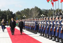 Swiss president officially welcomed to Azerbaijan (PHOTO)