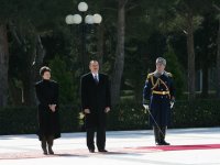 Swiss president officially welcomed to Azerbaijan (PHOTO)
