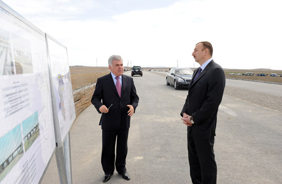 Azerbaijani President inspects reconstruction work in Alat-Astara-Iran frontier highway (PHOTO)