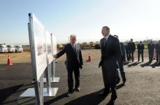 Azerbaijani President inspects reconstruction work in Alat-Astara-Iran frontier highway (PHOTO)