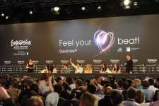 "Eurovision 2011" winners Eldar and Nigar began a press conference with words  of Muslum Magomayev "Azerbaijan" (UPDATE) (PHOTOSESSION)