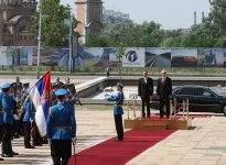 Azerbaijani President officially welcomed to Belgrade  (PHOTO)