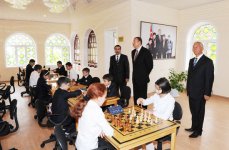 Azerbaijani President inaugurates newly constructed building of Chess School in Khachmaz (PHOTO)