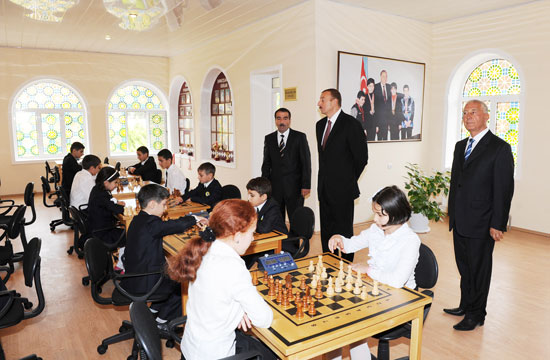 Azerbaijani President inaugurates newly constructed building of Chess School in Khachmaz (PHOTO)