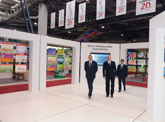 Azerbaijani President attends "Azerbaijan - 20 years of independence" exhibition (PHOTO)