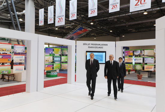 Azerbaijani President attends "Azerbaijan - 20 years of independence" exhibition (PHOTO)