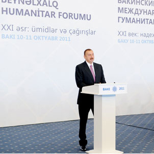 Azerbaijani president attends opening of International Forum in Baku (PHOTO)