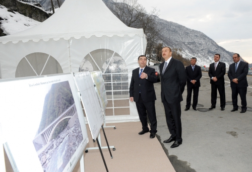Azerbaijani president inaugurates bridge in Gakh region (PHOTO)