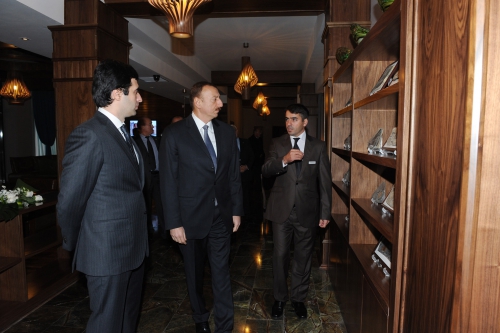 Azerbaijani president inaugurates hotel in Gakh region (PHOTO)