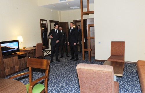 Azerbaijani president inaugurates hotel in Gakh region (PHOTO)