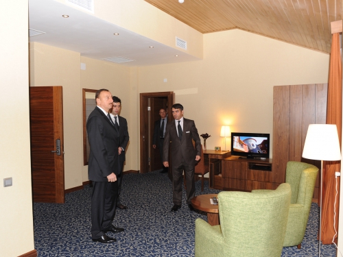 Azerbaijani president inaugurates hotel in Gakh region (PHOTO)