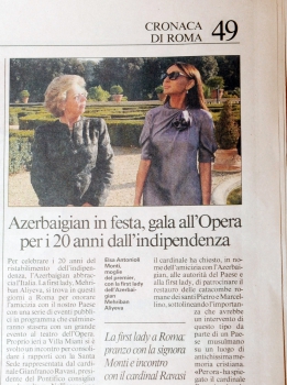 “Rome Chronicles” features visit of Azerbaijan`s First Lady to Italy