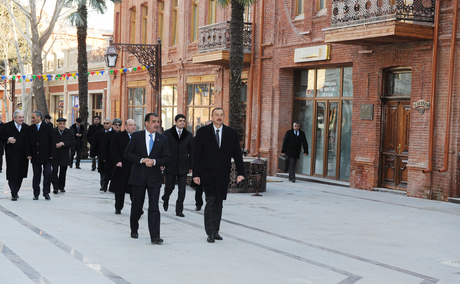 Azerbaijani President inspects redevelopment work in Javad Khan Street in Ganja (PHOTO)