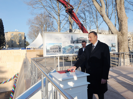 Azerbaijani President lays foundation stone for Ganja State Philharmonic Hall`s new building (PHOTO)