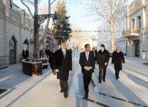 Azerbaijani President inspects redevelopment work in Javad Khan Street in Ganja (PHOTO)