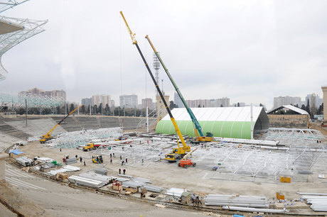 Azerbaijani President inspects redevelopment work at Tofig Bahramov Republican Stadium (PHOTO)