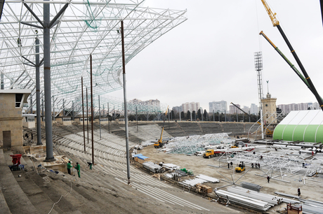 Azerbaijani President inspects redevelopment work at Tofig Bahramov Republican Stadium (PHOTO)