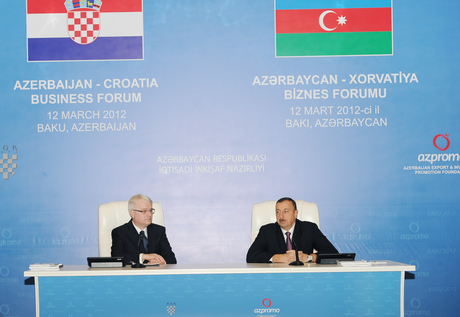 Presidents Ilham Aliyev and Ivo Josipovic attend Azerbaijan-Croatia business forum (PHOTO)