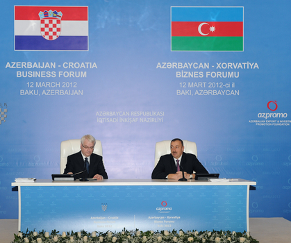 Presidents Ilham Aliyev and Ivo Josipovic attend Azerbaijan-Croatia business forum (PHOTO)
