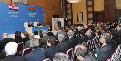 Presidents Ilham Aliyev and Ivo Josipovic attend Azerbaijan-Croatia business forum (PHOTO)