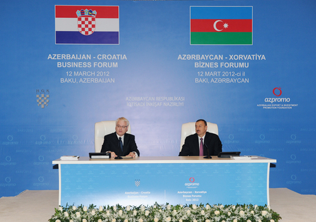 Presidents Ilham Aliyev and Ivo Josipovic attend Azerbaijan-Croatia business forum (PHOTO)