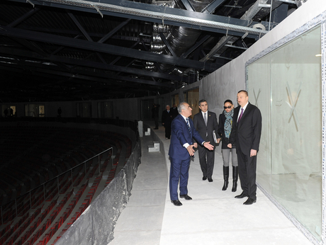 Azerbaijani President and his spouse inspect construction progress at National Flag Square and Sports and Concert Complex (PHOTO)