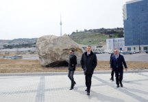 Azerbaijani President and his spouse inspect construction progress at National Flag Square and Sports and Concert Complex (PHOTO)