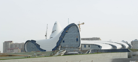 Azerbaijani President inspects construction progress in Heydar Aliyev Center (PHOTO)