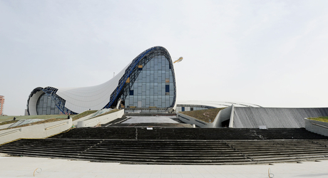Azerbaijani President inspects construction progress in Heydar Aliyev Center (PHOTO)