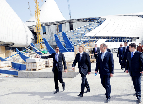 Azerbaijani President inspects construction progress in Heydar Aliyev Center (PHOTO)