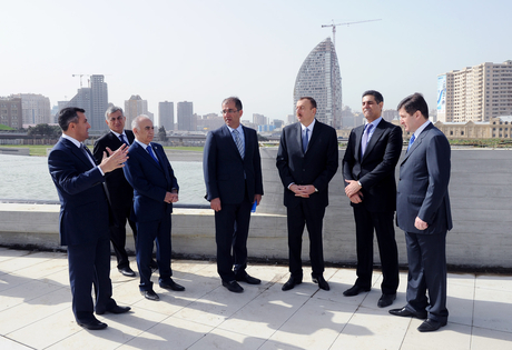 Azerbaijani President inspects construction progress in Heydar Aliyev Center (PHOTO)