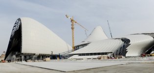 Azerbaijani President inspects construction progress in Heydar Aliyev Center (PHOTO)