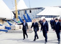 Azerbaijani President inspects construction progress in Heydar Aliyev Center (PHOTO)