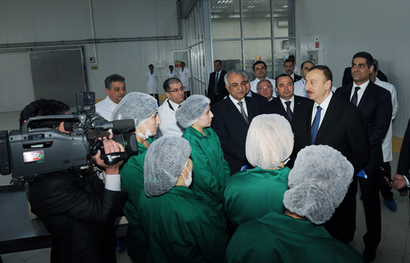 Azerbaijani President inaugurates Gazakh Canning Factory (PHOTO)