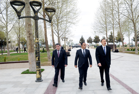 Azerbaijani President inspects Heydar Aliyev Park of culture and rest in Agstafa region (PHOTO)