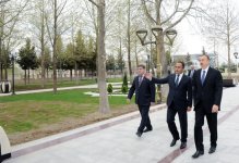 Azerbaijani President inspects Heydar Aliyev Park of culture and rest in Agstafa region (PHOTO)
