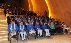 Azerbaijani President and his spouse attend seeing off ceremony of Olympic athletes (PHOTO)