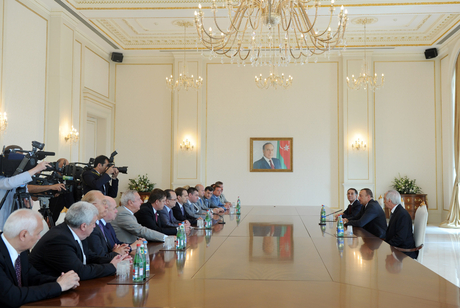 Azerbaijan`s President receives Russian delegation led by chairman of State Duma (PHOTO)