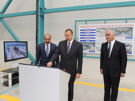 Azerbaijani President inaugurates Garadag Metal Constructions Plant (PHOTO)