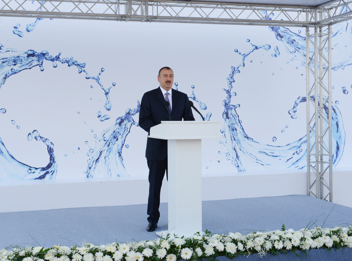 Azerbaijani President lays foundation stone for Shirvan-Mughan group water pipeline in Hajigabul (PHOTO)
