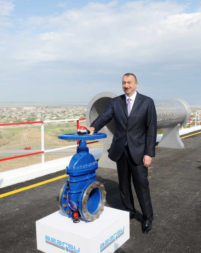 Azerbaijani President lays foundation stone for Shirvan-Mughan group water pipeline in Hajigabul (PHOTO)
