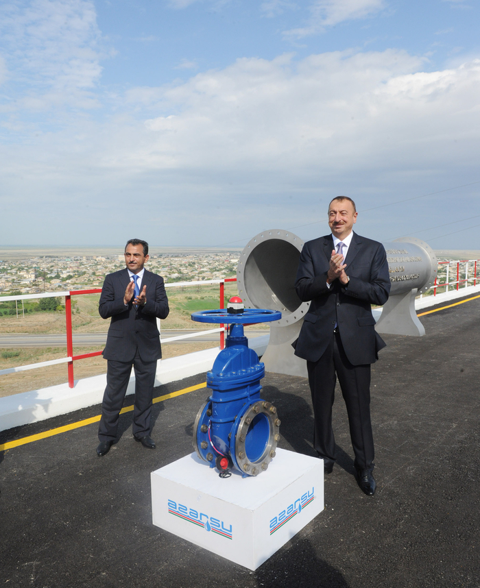 Azerbaijani President lays foundation stone for Shirvan-Mughan group water pipeline in Hajigabul (PHOTO)