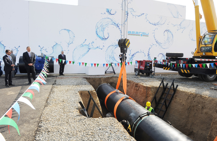 Azerbaijani President lays foundation stone for Shirvan-Mughan group water pipeline in Hajigabul (PHOTO)