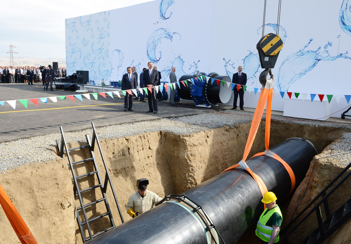 Azerbaijani President lays foundation stone for Shirvan-Mughan group water pipeline in Hajigabul (PHOTO)
