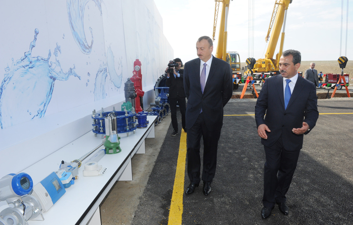 Azerbaijani President lays foundation stone for Shirvan-Mughan group water pipeline in Hajigabul (PHOTO)